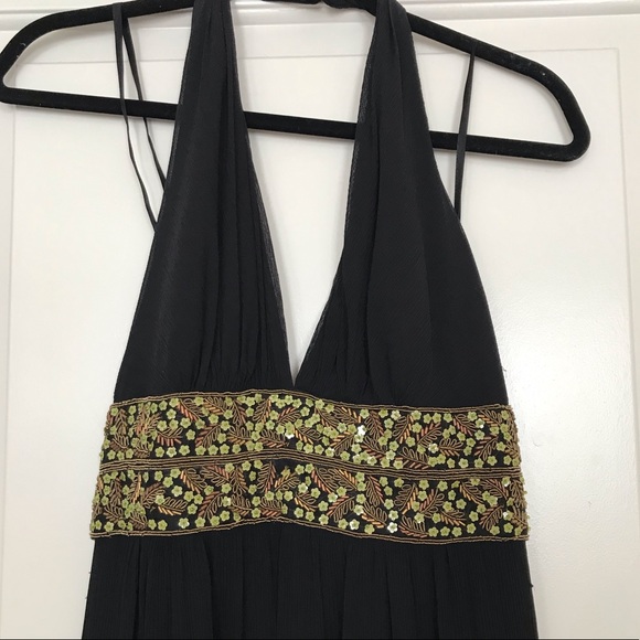 Chiffon halter dress with beaded empire waist - Picture 1 of 4